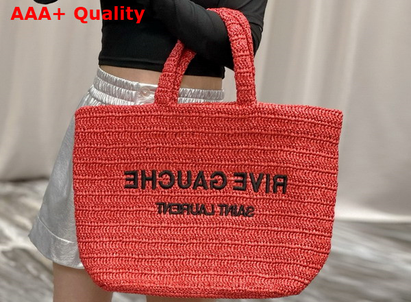 Saint Laurent Rive Gauche Tote in Red Raffia Replica