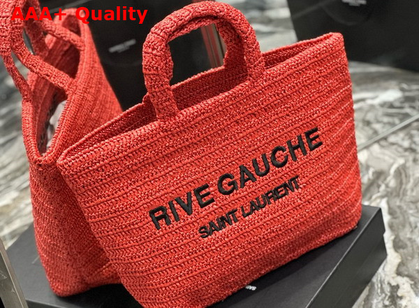 Saint Laurent Rive Gauche Tote in Red Raffia Replica