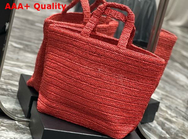 Saint Laurent Rive Gauche Tote in Red Raffia Replica