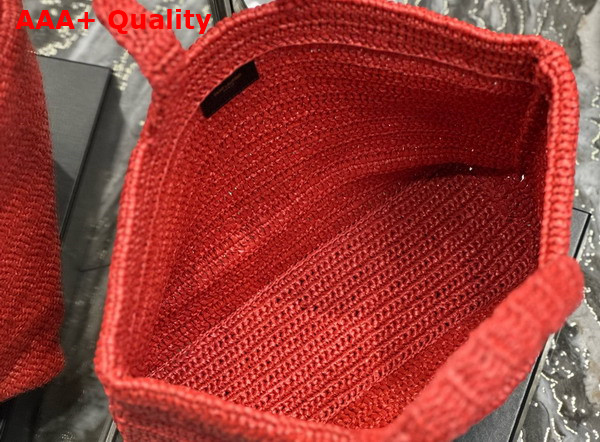 Saint Laurent Rive Gauche Tote in Red Raffia Replica