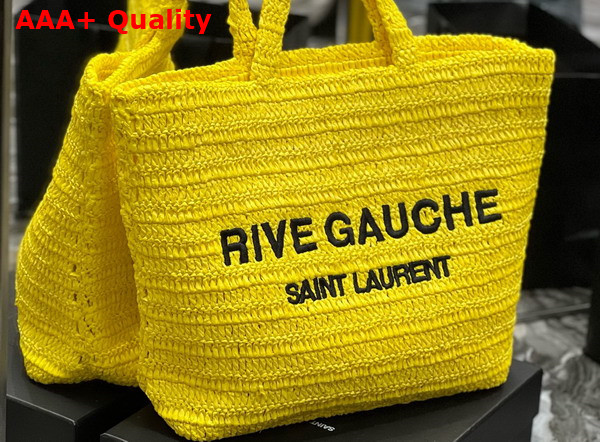Saint Laurent Rive Gauche Tote in Yellow Raffia Replica