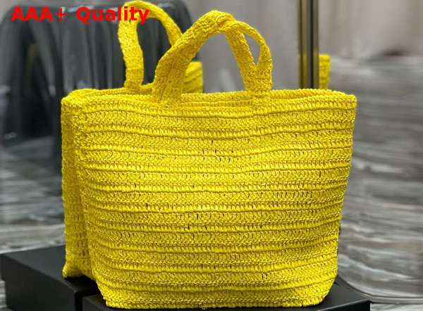 Saint Laurent Rive Gauche Tote in Yellow Raffia Replica