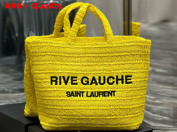 Saint Laurent Rive Gauche Tote in Yellow Raffia Replica