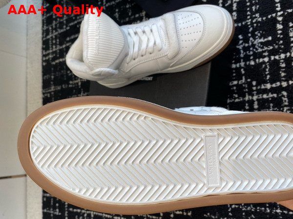 Saint Laurent SL 80 Mid Top Sneakers in Vintage White Smooth and Grained Leather Replica