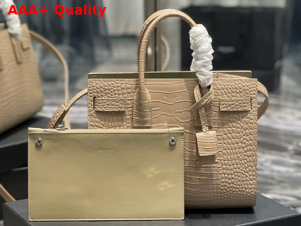 Saint Laurent Sac De Jour Baby Bag in Dark Beige Crocodile Embossed Leather Replica