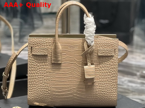 Saint Laurent Sac De Jour Baby Bag in Dark Beige Crocodile Embossed Leather Replica