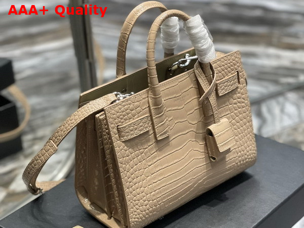 Saint Laurent Sac De Jour Nano Bag in Dark Beige Crocodile Embossed Leather Replica