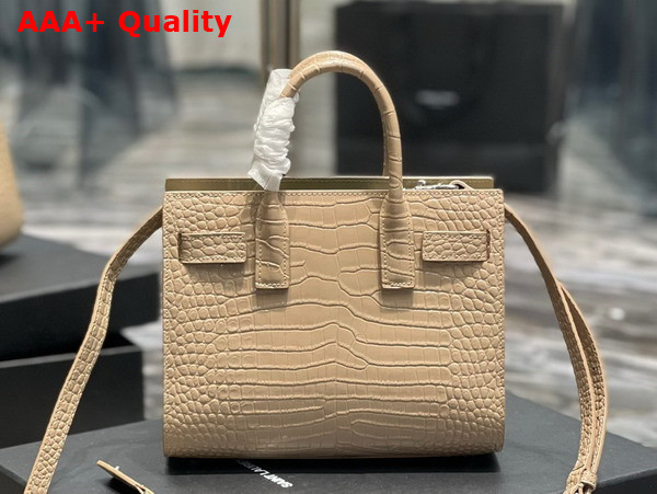 Saint Laurent Sac De Jour Nano Bag in Dark Beige Crocodile Embossed Leather Replica