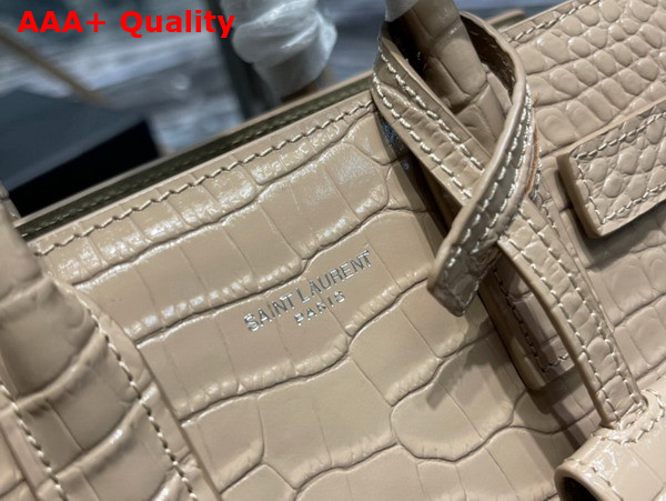 Saint Laurent Sac De Jour Nano Bag in Dark Beige Crocodile Embossed Leather Replica