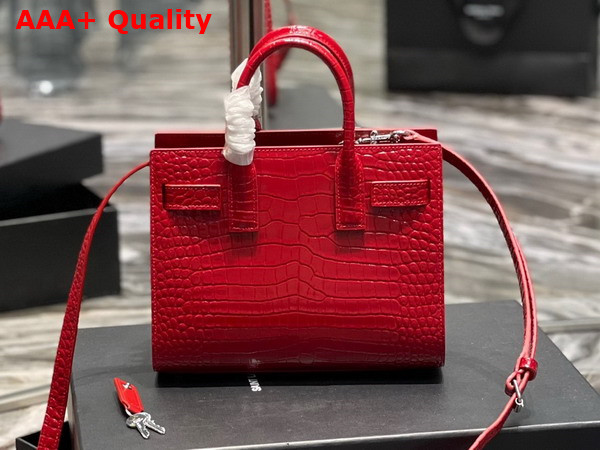 Saint Laurent Sac De Jour Nano Bag in Red Crocodile Embossed Leather Replica