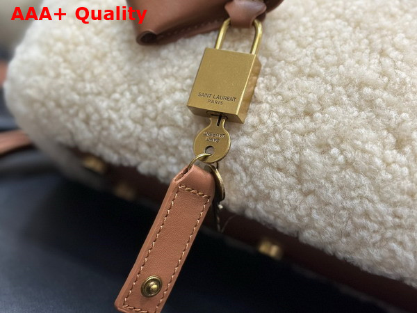 Saint Laurent Sac De Jour Nano in Merino Shearling and Smooth Leather Natural Beige Brick Replica