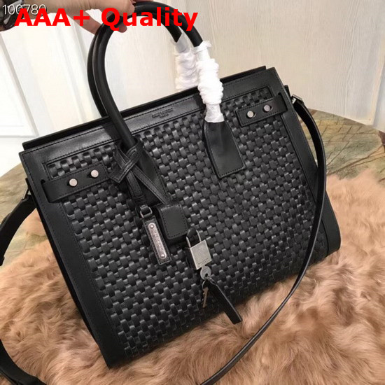 Saint Laurent Sac De Jour Small in Black Woven Calfskin Replica