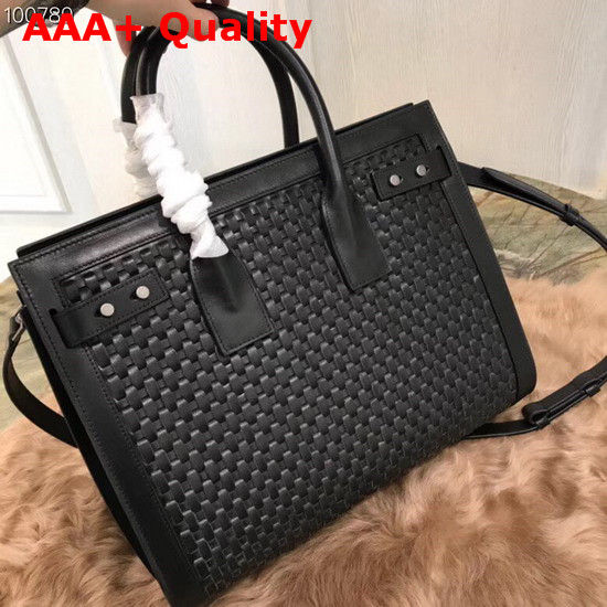 Saint Laurent Sac De Jour Small in Black Woven Calfskin Replica