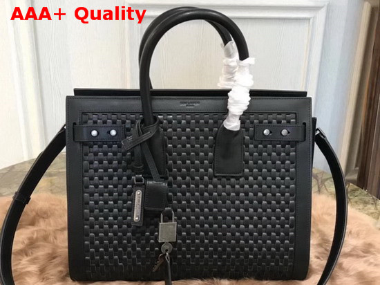 Saint Laurent Sac De Jour Small in Black Woven Calfskin Replica