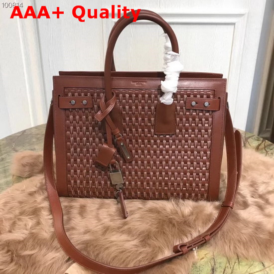 Saint Laurent Sac De Jour Small in Brown Woven Calfskin Replica