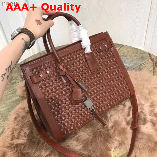 Saint Laurent Sac De Jour Small in Brown Woven Calfskin Replica