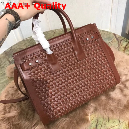 Saint Laurent Sac De Jour Small in Brown Woven Calfskin Replica