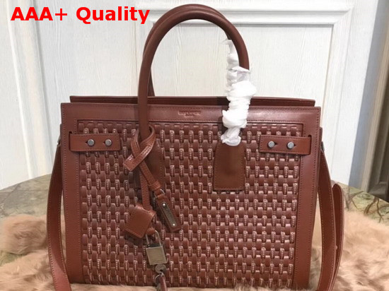 Saint Laurent Sac De Jour Small in Brown Woven Calfskin Replica