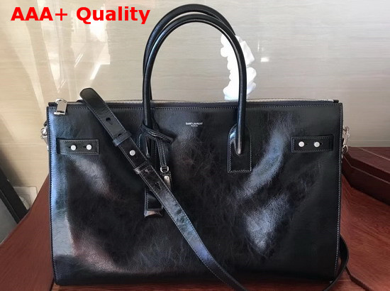 Saint Laurent Sac De Jour Souple 36h Duffle Bag in Black Moroder Leather Replica