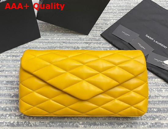 Saint Laurent Sade Puffer Envelope Clutch in Saffron Lambskin Replica