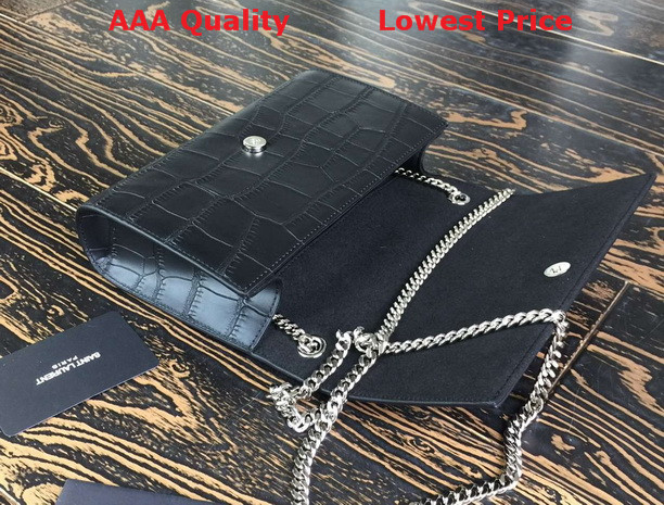 Saint Laurent Satchel In Black Crocodile for Sale