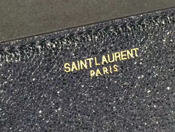 Saint Laurent Satchel in Black Grained Metallic Leather for Sale