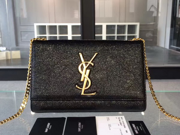 Saint Laurent Satchel in Black Grained Metallic Leather for Sale