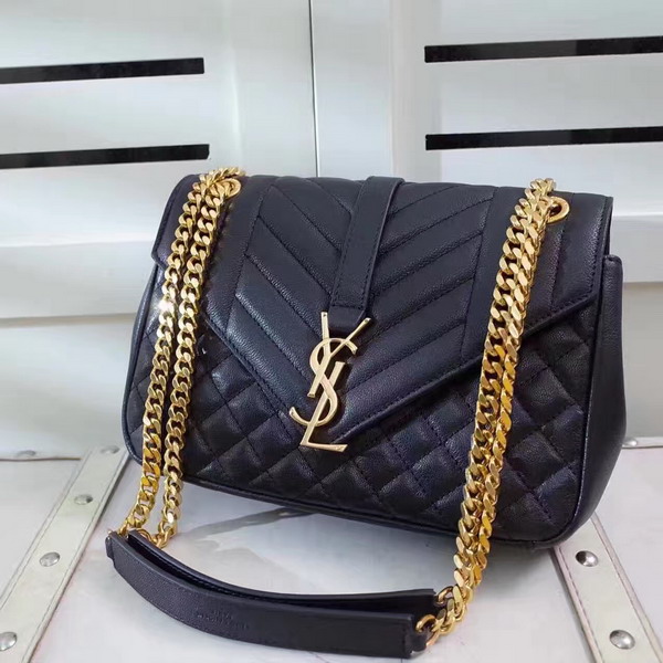 Saint Laurent Satchel in Black Mixed Matelasse Leather for Sale