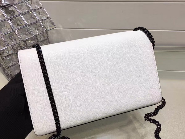 Saint Laurent Satchel in Dove White and Black Grain De Poudre Textured Leather For Sale