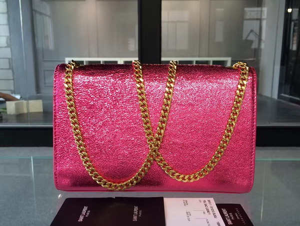 Saint Laurent Satchel in Fuchsia Grained Metallic Leather for Sale