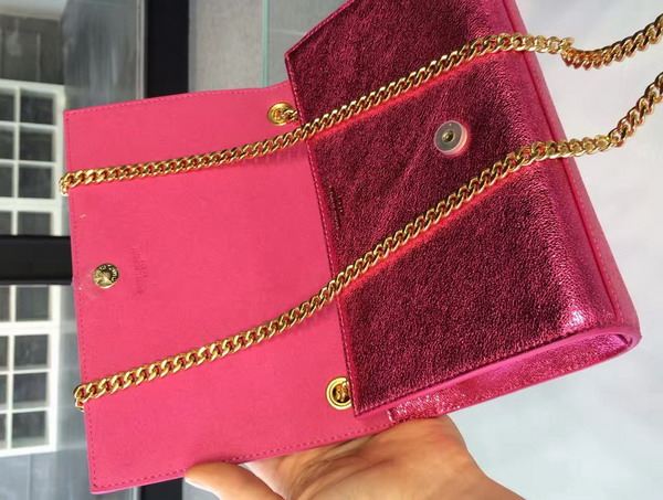 Saint Laurent Satchel in Fuchsia Grained Metallic Leather for Sale