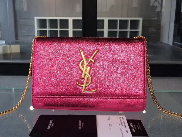 Saint Laurent Satchel in Fuchsia Grained Metallic Leather for Sale