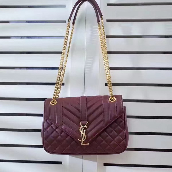 Saint Laurent Satchel in Oxblood Mixed Matelasse Leather for Sale