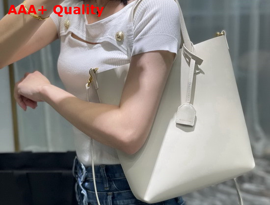 Saint Laurent Shopping Bag Saint Laurent N S in Supple Leather Blanc Vintage Replica