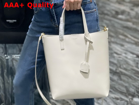 Saint Laurent Shopping Bag Saint Laurent N S in Supple Leather Blanc Vintage Replica