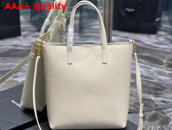 Saint Laurent Shopping Bag Saint Laurent N S in Supple Leather Blanc Vintage Replica