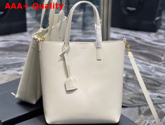 Saint Laurent Shopping Bag Saint Laurent N S in Supple Leather Blanc Vintage Replica