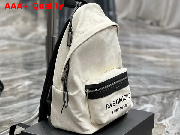 Saint Laurent Small City Backpack in White Cotton Canvas Replica