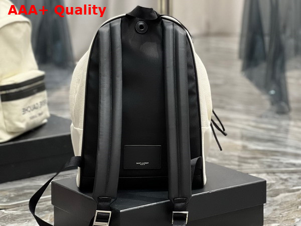 Saint Laurent Small City Backpack in White Cotton Canvas Replica