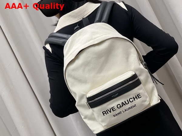 Saint Laurent Small City Backpack in White Cotton Canvas Replica