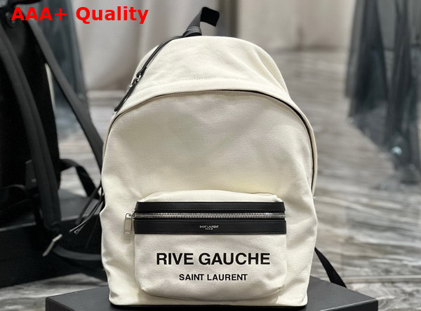 Saint Laurent Small City Backpack in White Cotton Canvas Replica