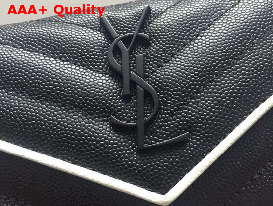 Saint Laurent Small Envelope Wallet in Grain De Poudre Embossed Leather Black and White Replica