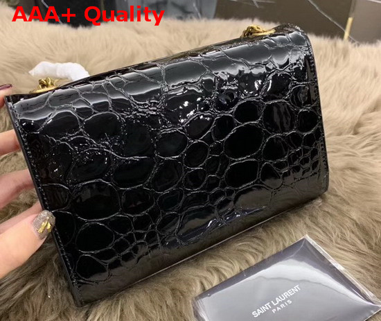 Saint Laurent Small Kate Bag in Black Stone Printed Patent Leather Replica