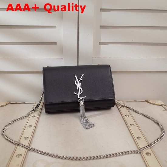 Saint Laurent Small Kate Bag with Tassel Black Grain Leather Replica