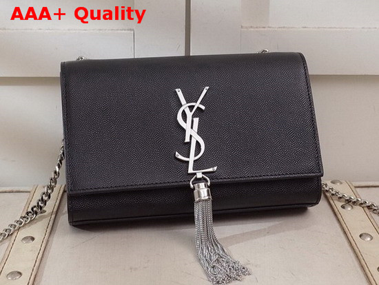 Saint Laurent Small Kate Bag with Tassel Black Grain Leather Replica