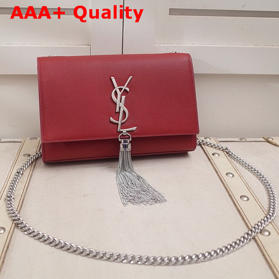 Saint Laurent Small Kate Bag with Tassel Rose Red Grain Leather Replica