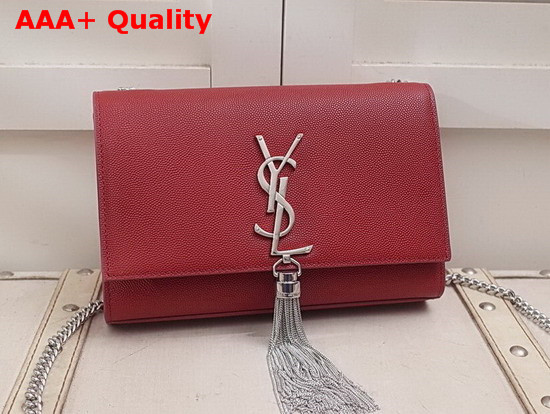 Saint Laurent Small Kate Bag with Tassel Rose Red Grain Leather Replica