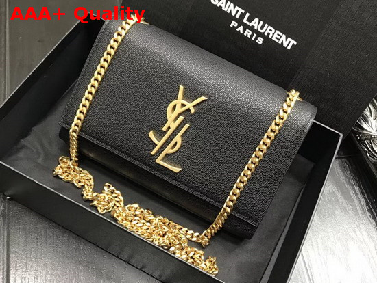 Saint Laurent Small Kate Chain Bag in Black Grain De Poudre Textured Leather Replica