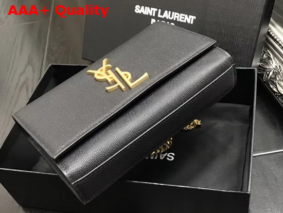 Saint Laurent Small Kate Chain Bag in Black Grain De Poudre Textured Leather Replica