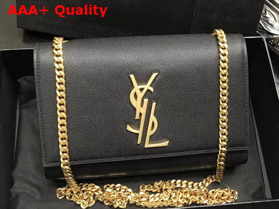 Saint Laurent Small Kate Chain Bag in Black Grain De Poudre Textured Leather Replica